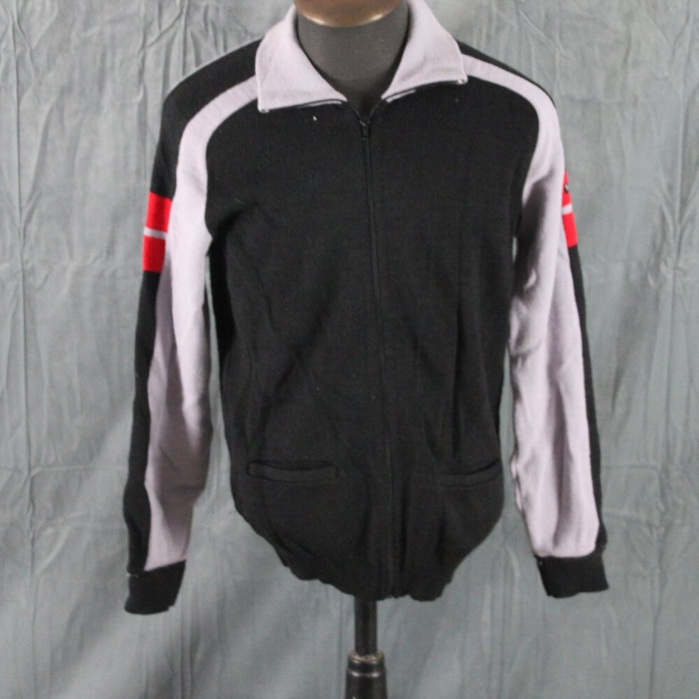 Vintage Ski Zip Sweater - Blue and Grey Colorblock White Ram - Men's Large